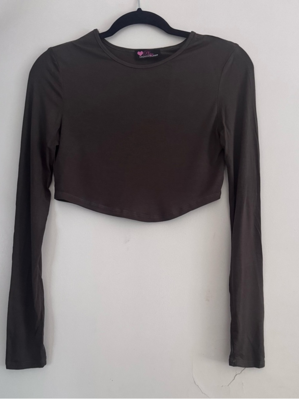 Women's Long Sleeve Cropped Top - Charcoal
